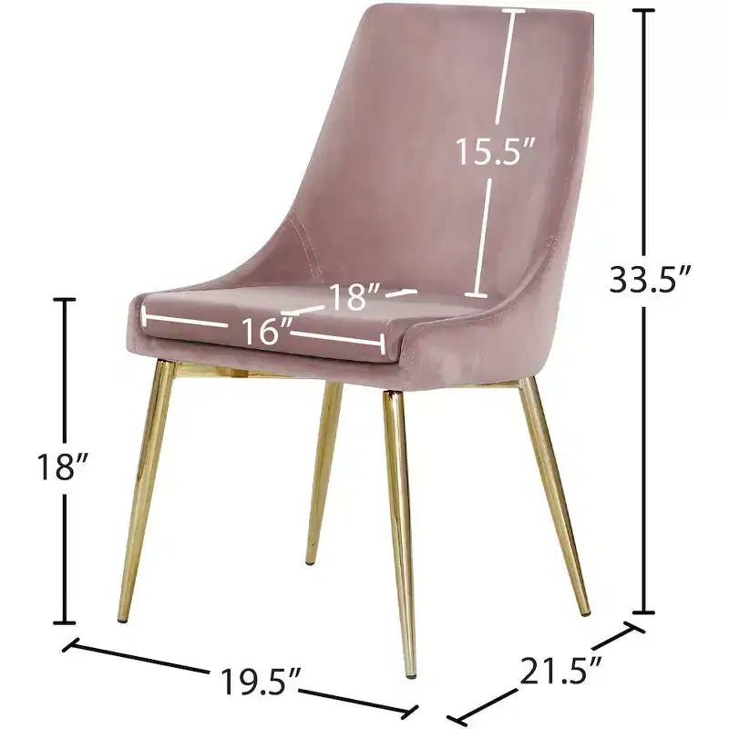 Meridian Furniture Karina, chaise de salle à manger en velours, ensemble de 2