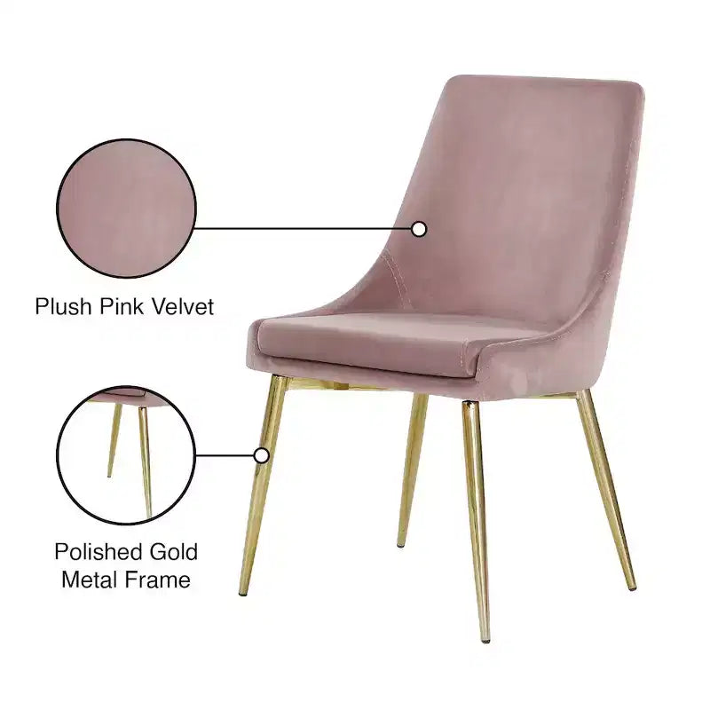 Meridian Furniture Karina, chaise de salle à manger en velours, ensemble de 2