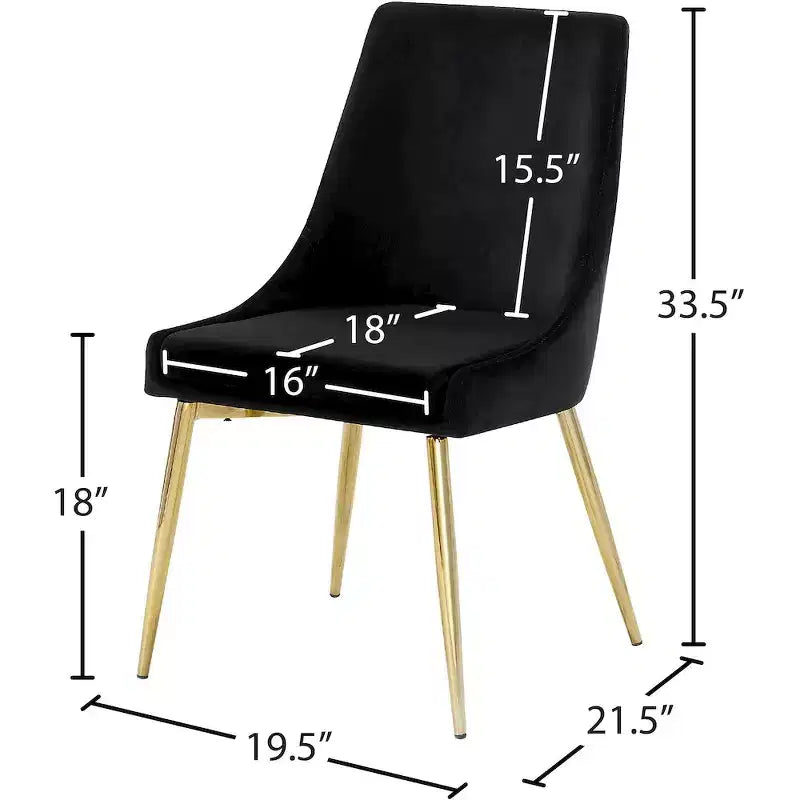 Meridian Furniture Karina, chaise de salle à manger en velours, ensemble de 2