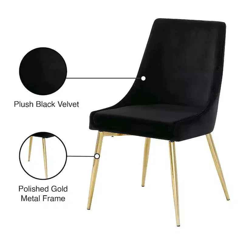 Meridian Furniture Karina, chaise de salle à manger en velours, ensemble de 2