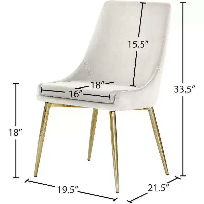 Meridian Furniture Karina, chaise de salle à manger en velours, ensemble de 2