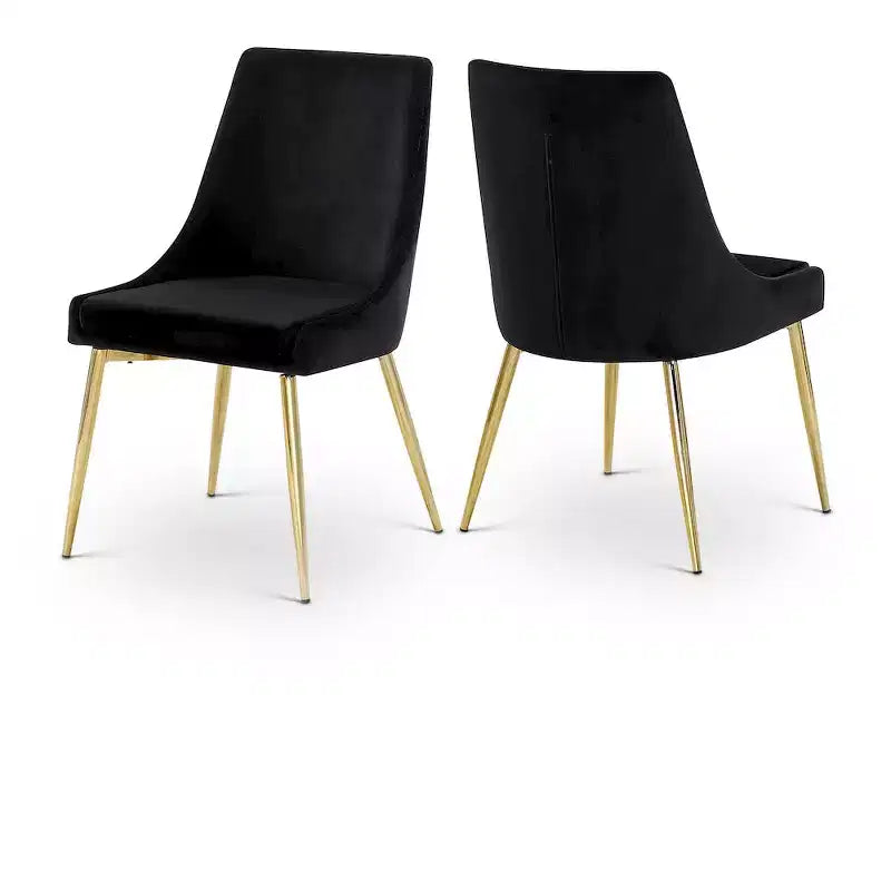 Meridian Furniture Karina, chaise de salle à manger en velours, ensemble de 2