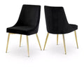 Meridian Furniture Karina, chaise de salle à manger en velours, ensemble de 2