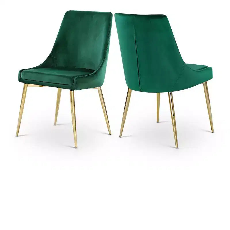Meridian Furniture Karina, chaise de salle à manger en velours, ensemble de 2
