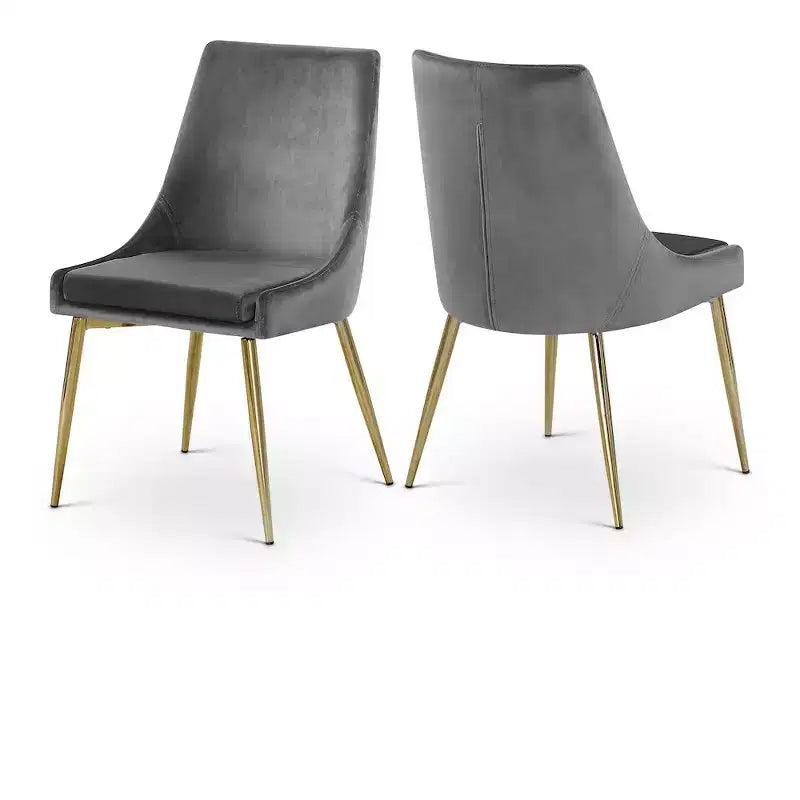 Meridian Furniture Karina, chaise de salle à manger en velours, ensemble de 2