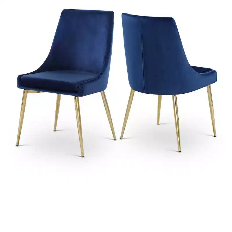 Meridian Furniture Karina, chaise de salle à manger en velours, ensemble de 2