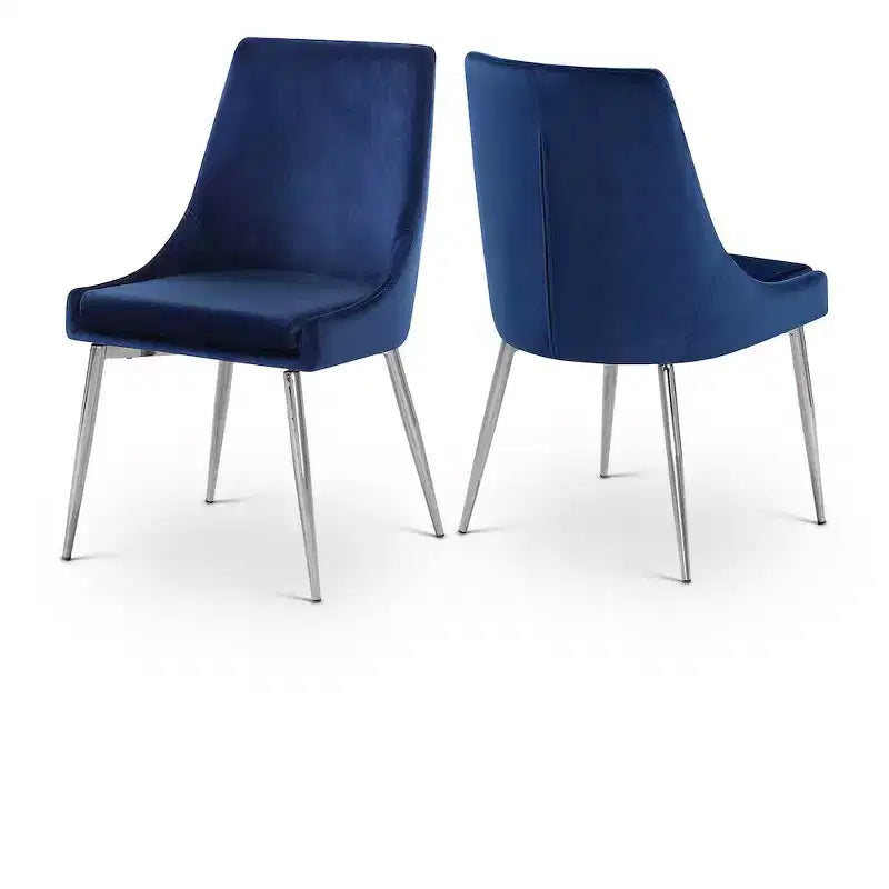 Meridian Furniture Karina, chaise de salle à manger en velours, ensemble de 2