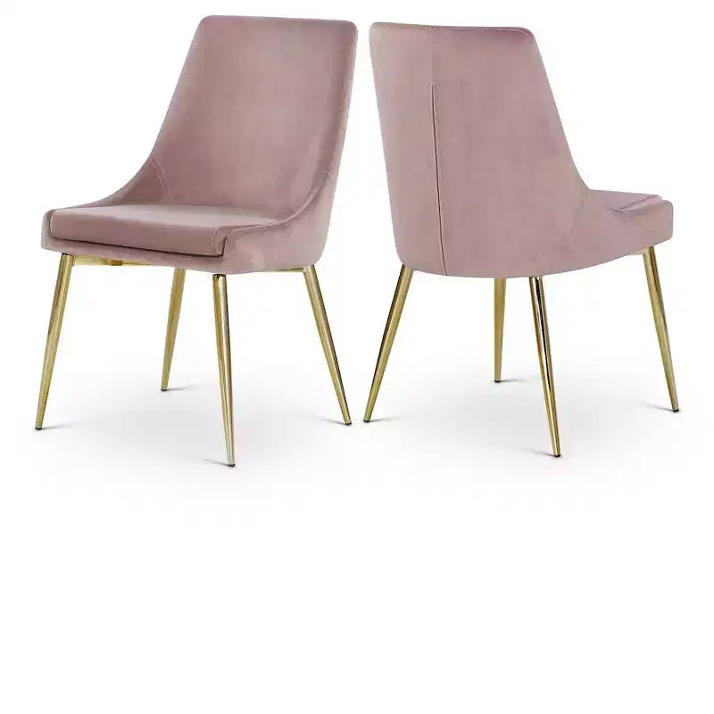Meridian Furniture Karina, chaise de salle à manger en velours, ensemble de 2