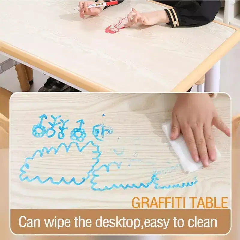 Acekool Ensemble Table et 6 Chaises pour Enfants, Table Multi-Activités Réglable en Hauteur avec Plateau à Gribouillis, Antidérapante, Âge 2-10 Ans