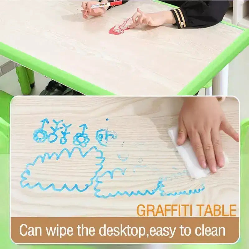 Acekool Ensemble Table et 6 Chaises pour Enfants, Table Multi-Activités Réglable en Hauteur avec Plateau à Gribouillis, Antidérapante, Âge 2-10 Ans