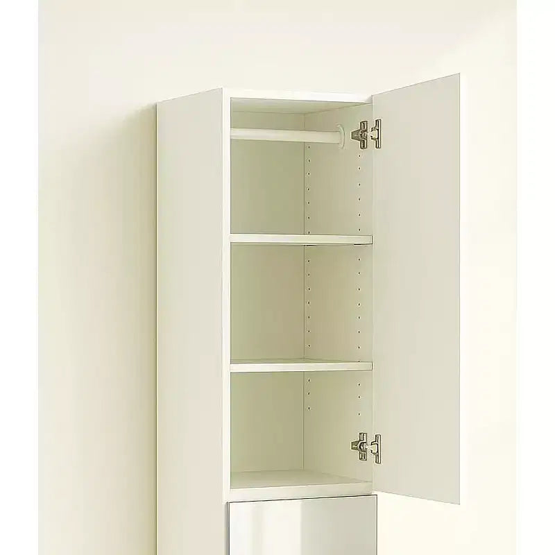 Armoire de placard modulaire mince en bois Elise HomeStock avec miroir en blanc