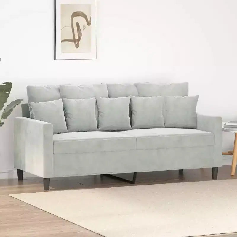 vidaXL Canapé 2 places luxueux en velours gris clair - Siège confortablement rembourré et épais avec structure en métal robuste et design moderne