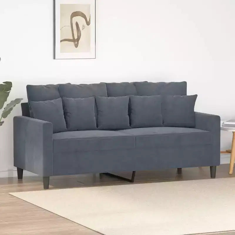 vidaXL Canapé 2 places en velours Style moderne gris foncé avec un cadre en métal robuste et une assise confortable