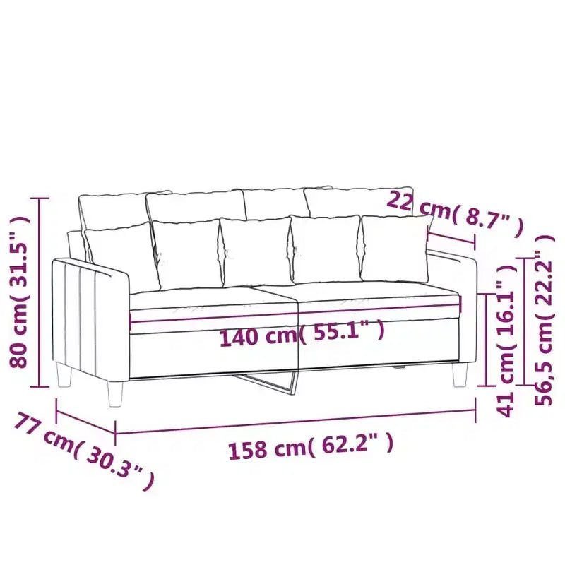 vidaXL Canapé 2 places en velours Style moderne gris foncé avec un cadre en métal robuste et une assise confortable