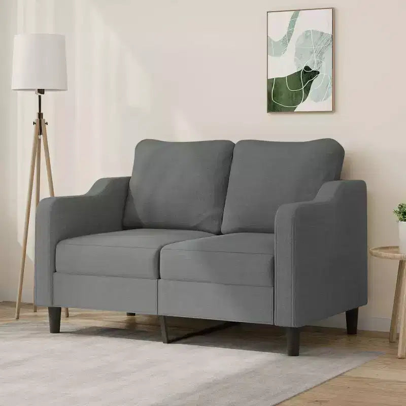 vidaXL Canapé moderne 2 places en tissu gris foncé avec cadre en métal - Assise rembourrée confortable pour salon ou séjour