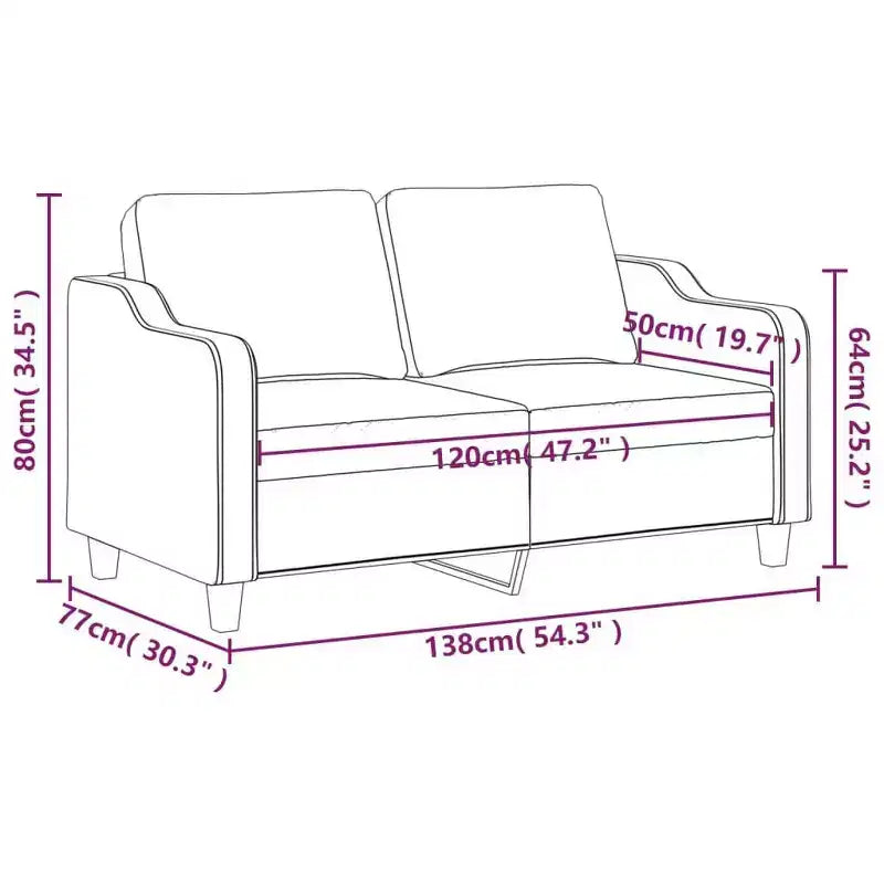 vidaXL Canapé moderne 2 places en tissu gris foncé avec cadre en métal - Assise rembourrée confortable pour salon ou séjour