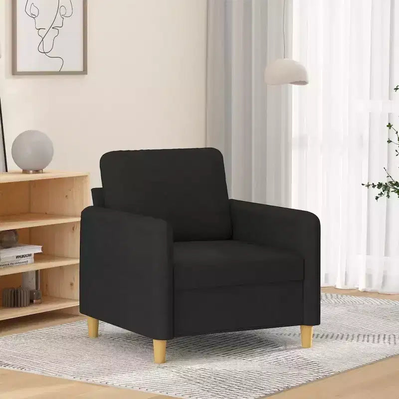 vidaXL Fauteuil de salon rembourré Tissu Noir 23,6