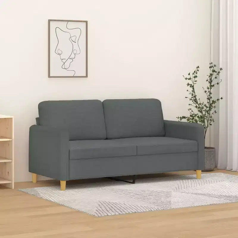 vidaXL Canapé 2 places gris foncé 55,1 tissu