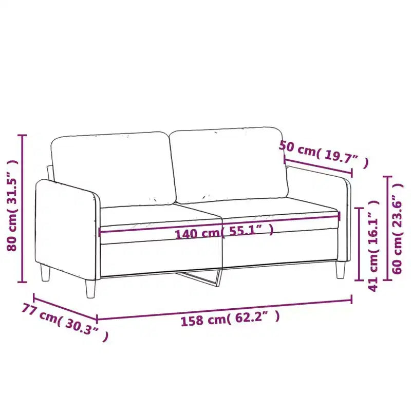 vidaXL Canapé 2 places gris foncé 55,1 tissu