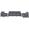 vidaXL Velvet Sofa Set - Dark Gray Upholstered Loveseat/Couch, 3 pcs Comfortable Seating Collection with Metal Frame for Living Room/Lounge.