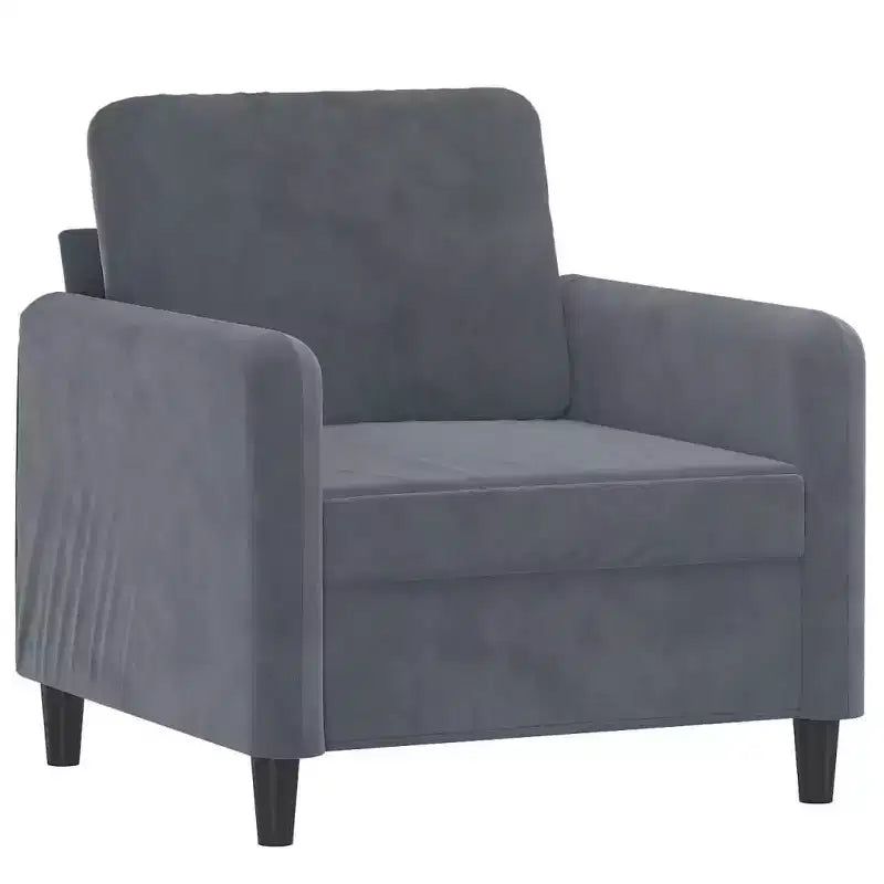 vidaXL Ensemble de canapés en velours - Canapé 2 places/Canapé rembourré gris foncé, collection de 3 pièces confortables avec cadre en métal pour salon/lounge.