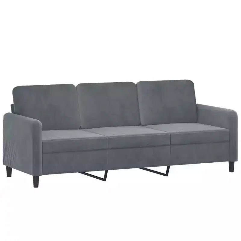 vidaXL Ensemble de canapés en velours - Canapé 2 places/Canapé rembourré gris foncé, collection de 3 pièces confortables avec cadre en métal pour salon/lounge.