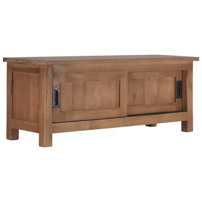 vidaXL Meuble TV teck naturel Bois de teck massif Meuble TV teck moyen
