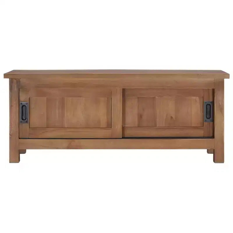 vidaXL Meuble TV teck naturel Bois de teck massif Meuble TV teck moyen