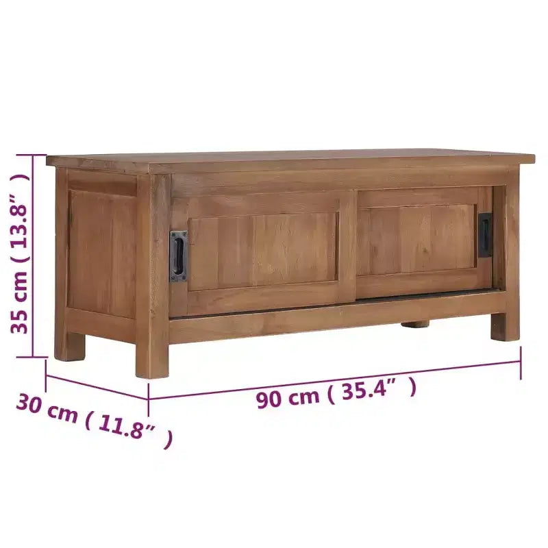 vidaXL Meuble TV teck naturel Bois de teck massif Meuble TV teck moyen