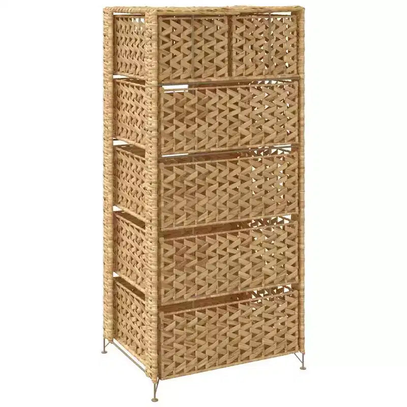 vidaXL Meuble de rangement Coffre de rangement Organisateur avec 6 paniers Jacinthe d'eau - 18,5 x 14,6 x 39,4 po