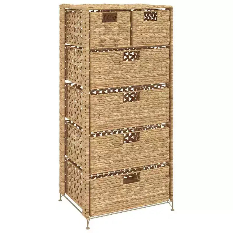 vidaXL Meuble de rangement Coffre de rangement Organisateur avec 6 paniers Jacinthe d'eau - 18,5 x 14,6 x 39,4 po