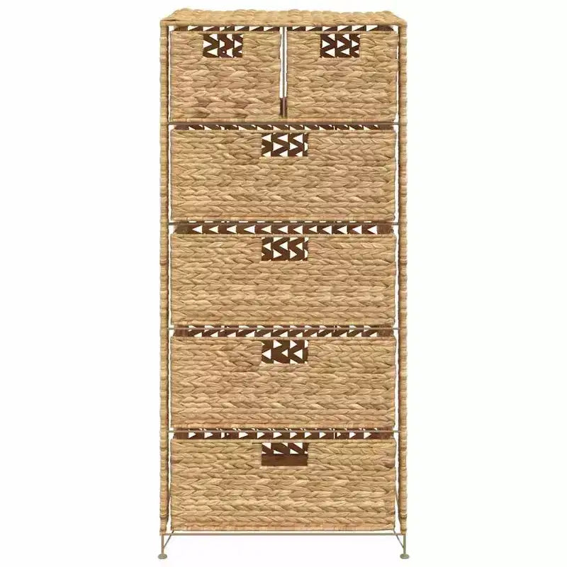 vidaXL Meuble de rangement Coffre de rangement Organisateur avec 6 paniers Jacinthe d'eau - 18,5 x 14,6 x 39,4 po