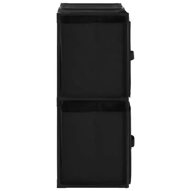 vidaXL Meuble de Rangement Moderne Noir avec 4 Paniers en Tissu - Buffet à Cadre en Acier 63x30x71 cm - Décoration Intérieure Portable et Polyvalente