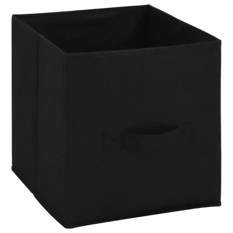 vidaXL Meuble de Rangement Moderne Noir avec 4 Paniers en Tissu - Buffet à Cadre en Acier 63x30x71 cm - Décoration Intérieure Portable et Polyvalente