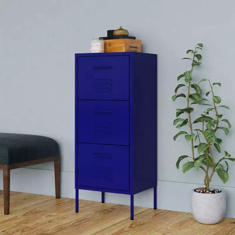vidaXL Armoire de rangement bleu marine en acier, pieds réglables moyens - Bleu marine