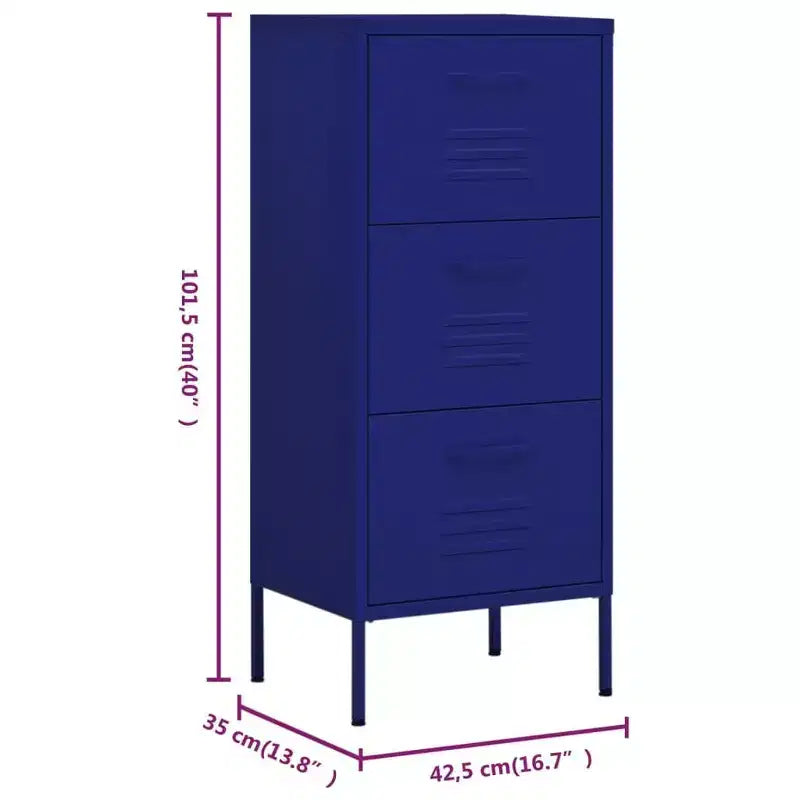 vidaXL Armoire de rangement bleu marine en acier, pieds réglables moyens - Bleu marine