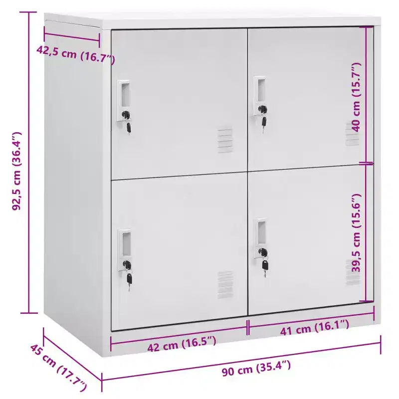 vidaXL Ensemble de 2 armoires casiers, acier gris clair et rouge, moyen - Gris clair avec 4 casiers