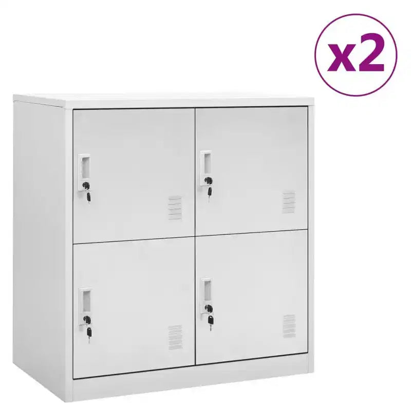 vidaXL Lot de 2 armoires de rangement en acier gris - Organiseur de rangement moderne avec serrures et grand espace, idéal pour le bureau ou la maison