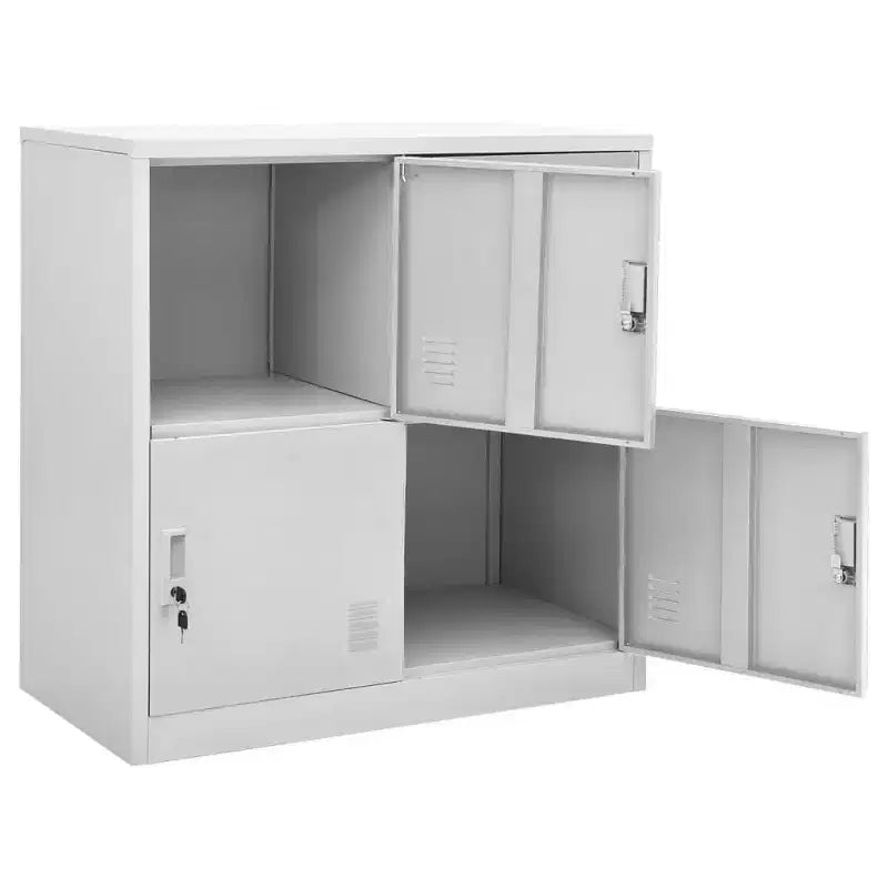 vidaXL Lot de 2 armoires de rangement en acier gris - Organiseur de rangement moderne avec serrures et grand espace, idéal pour le bureau ou la maison