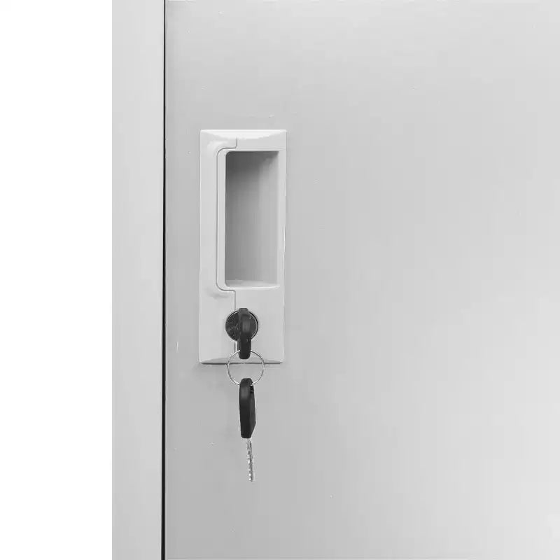 vidaXL Lot de 2 armoires de rangement en acier gris - Organiseur de rangement moderne avec serrures et grand espace, idéal pour le bureau ou la maison