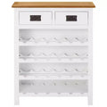 vidaXL Wine Cabinet Bottle Holder 2 Drawers Floor Wine Cabinet Solid Oak Wood