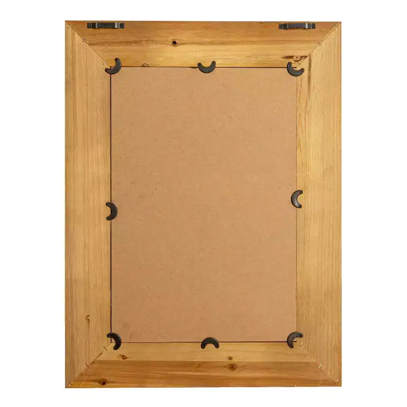 Miroir mural rectangulaire Storied Home avec cadre en bois et détails en rotin, marron