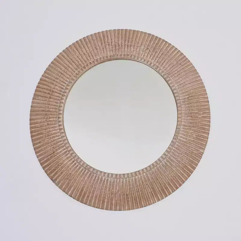 GDFStudio Darwin Miroir Mural Décoratif Rond Sculpté à la Main 36 Style Ferme Rustique