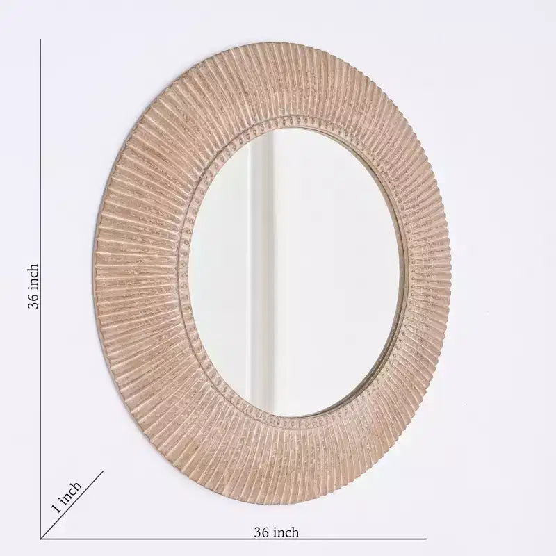 GDFStudio Darwin Miroir Mural Décoratif Rond Sculpté à la Main 36 Style Ferme Rustique