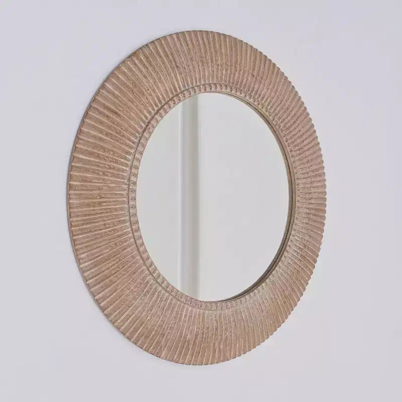 GDFStudio Darwin Miroir Mural Décoratif Rond Sculpté à la Main 36 Style Ferme Rustique