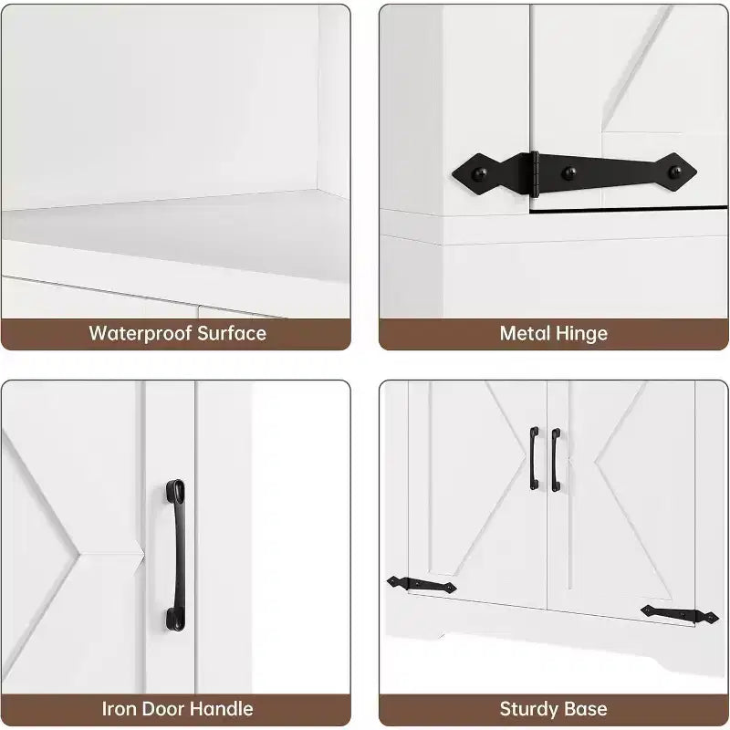 Meuble d'angle de ferme haut avec lumières intégrées, porte vitrée et étagères réglables, parfait pour le salon et l'organisation de la cuisine