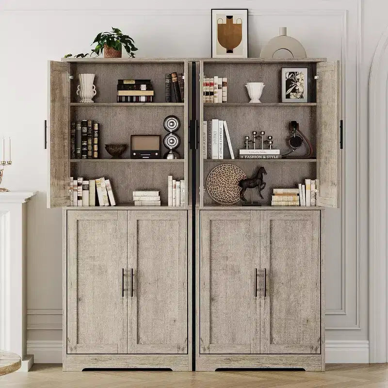 Armoire de cuisine autoportante avec portes et étagères réglables, Armoire de rangement haute de 178 cm, Meuble polyvalent
