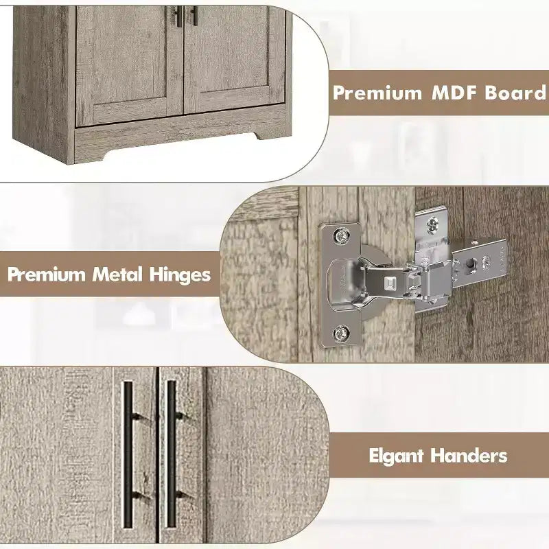 Armoire de cuisine autoportante avec portes et étagères réglables, Armoire de rangement haute de 178 cm, Meuble polyvalent