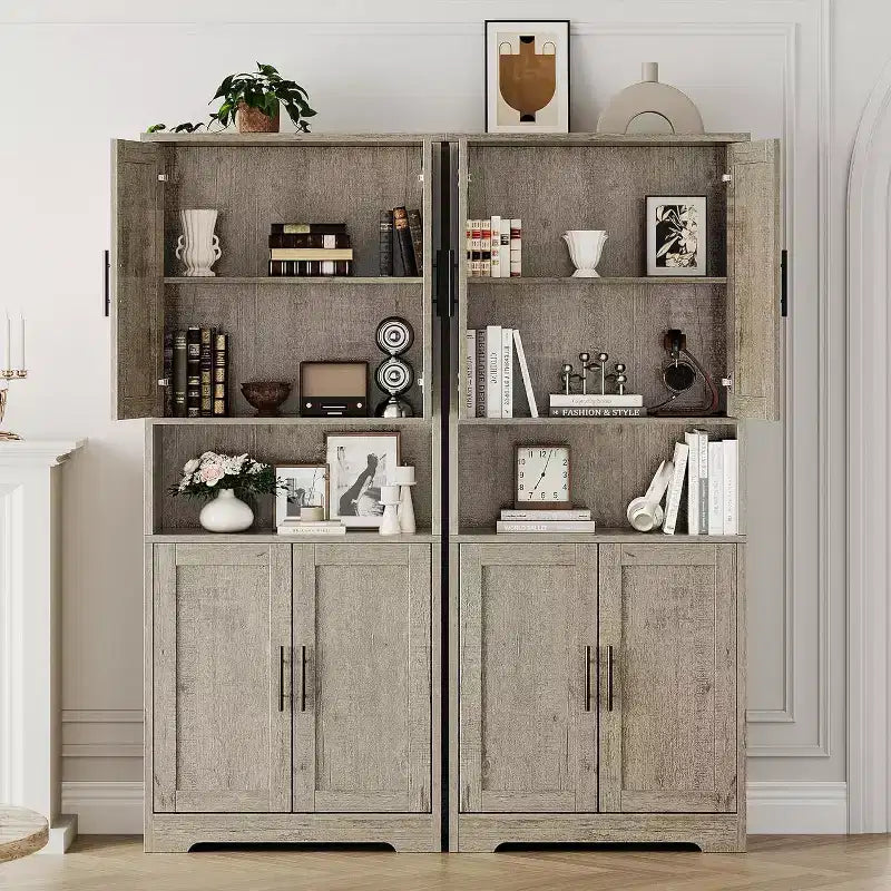 Armoire de cuisine autoportante avec portes et étagères réglables, Armoire de rangement haute de 178 cm, Meuble polyvalent