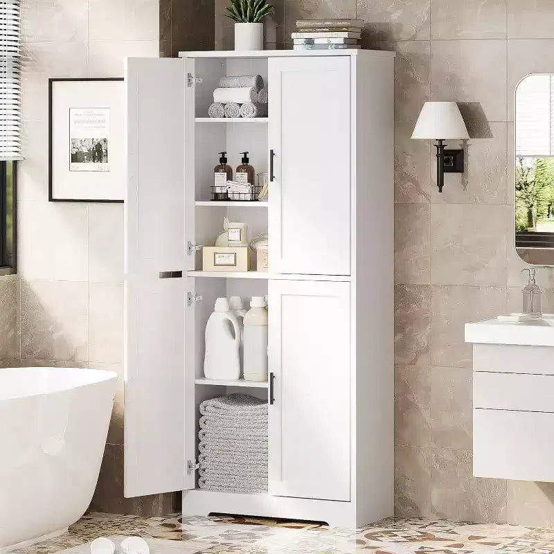 Armoire de cuisine autoportante avec portes et étagères réglables, Armoire de rangement haute de 178 cm, Meuble polyvalent